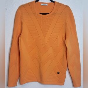 Gianni Versace Designer Knit Orange Sweater Made in Italy Men's 2XL Never Worn